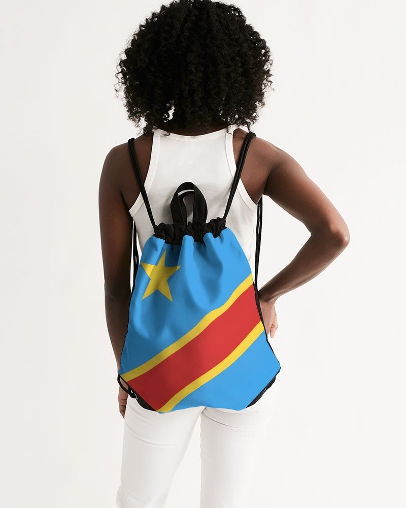 D R Congo Flag Canvas Drawstring Bag - Conscious Apparel Store