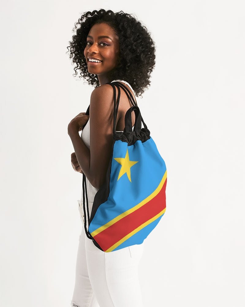 D R Congo Flag Canvas Drawstring Bag - Conscious Apparel Store