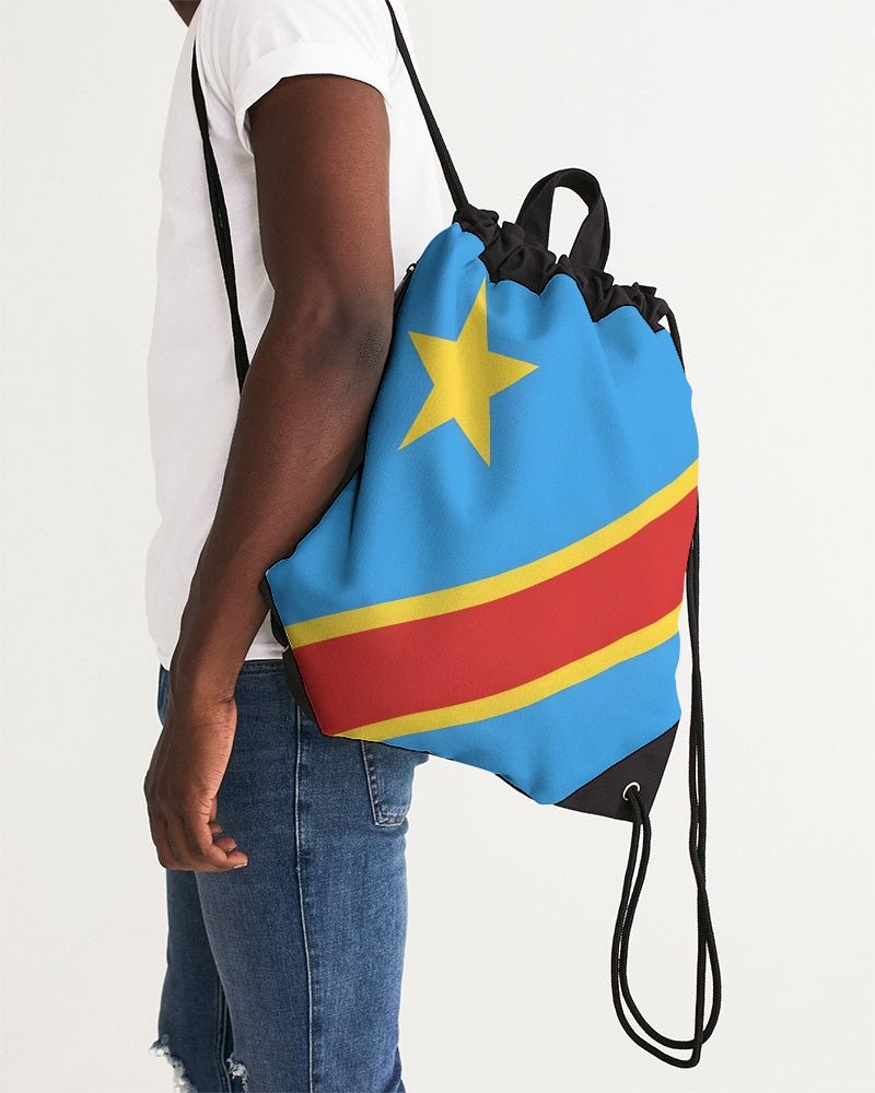 D R Congo Flag Canvas Drawstring Bag - Conscious Apparel Store