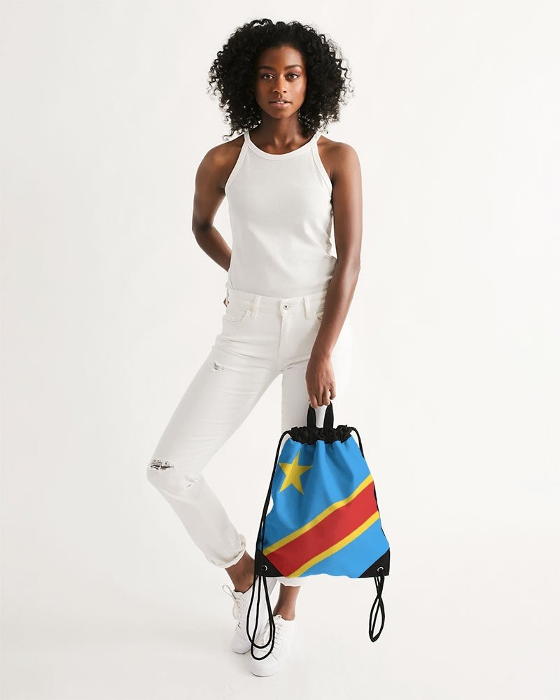 D R Congo Flag Canvas Drawstring Bag - Conscious Apparel Store