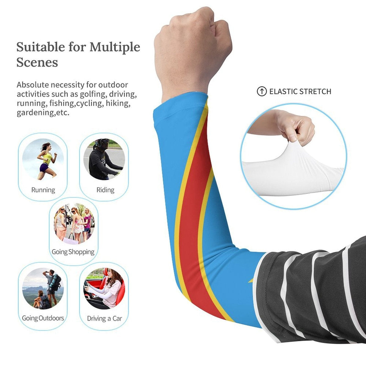 D R Congo Flag Cooling Compression Arm Sleeves - Conscious Apparel Store