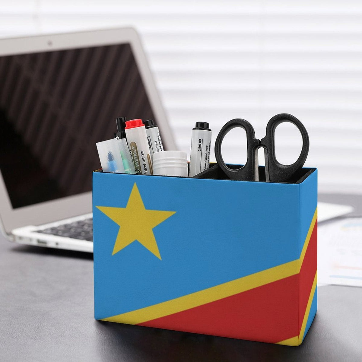 D R Congo Flag Leather Pen Holder - Conscious Apparel Store