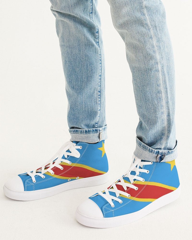 D R Congo Flag Men's Hightop Canvas Shoe - Conscious Apparel Store