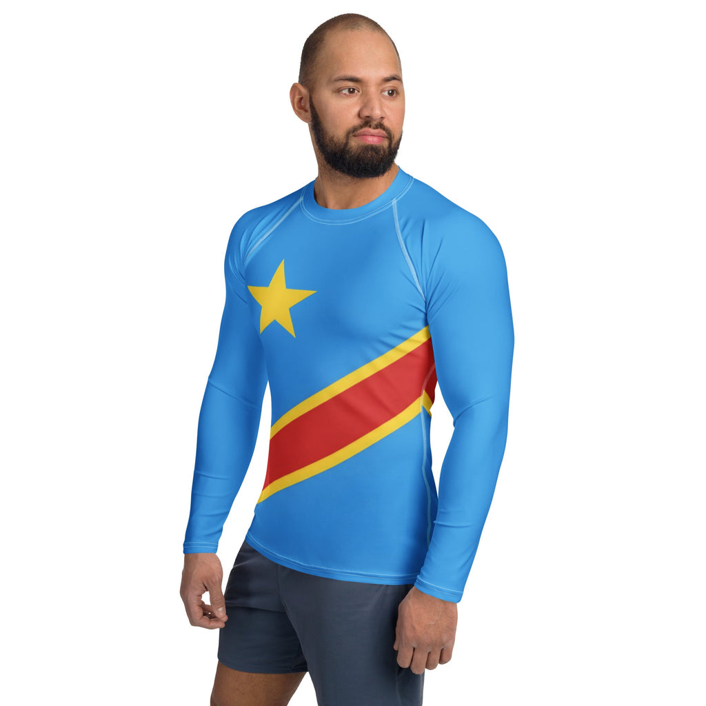 D R Congo Flag Men's Rash Guard - Conscious Apparel Store