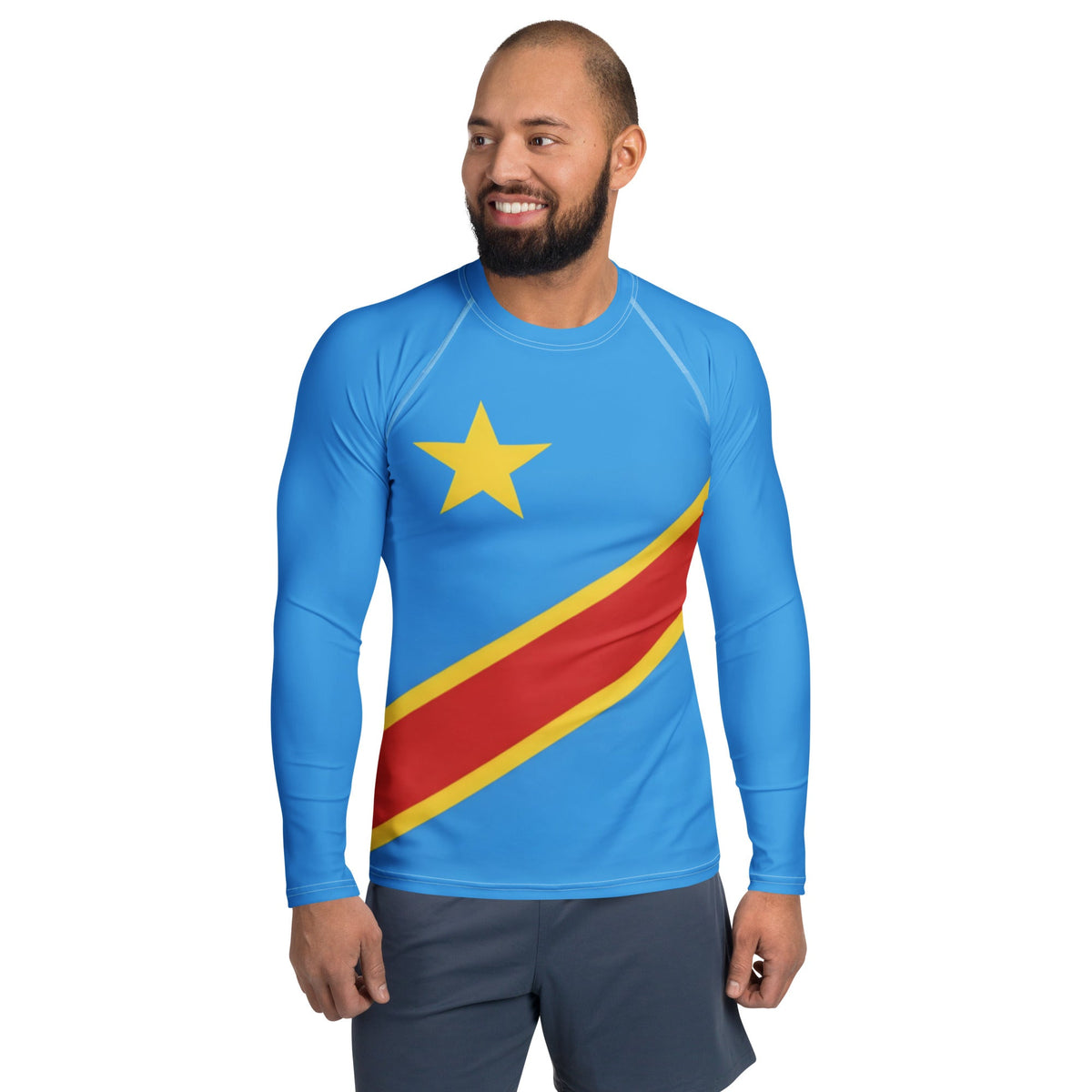 D R Congo Flag Men's Rash Guard - Conscious Apparel Store