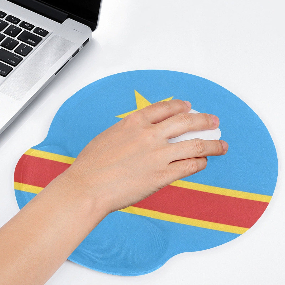 D R Congo Flag Mouse Pad with Wrist Rest Support - Conscious Apparel Store