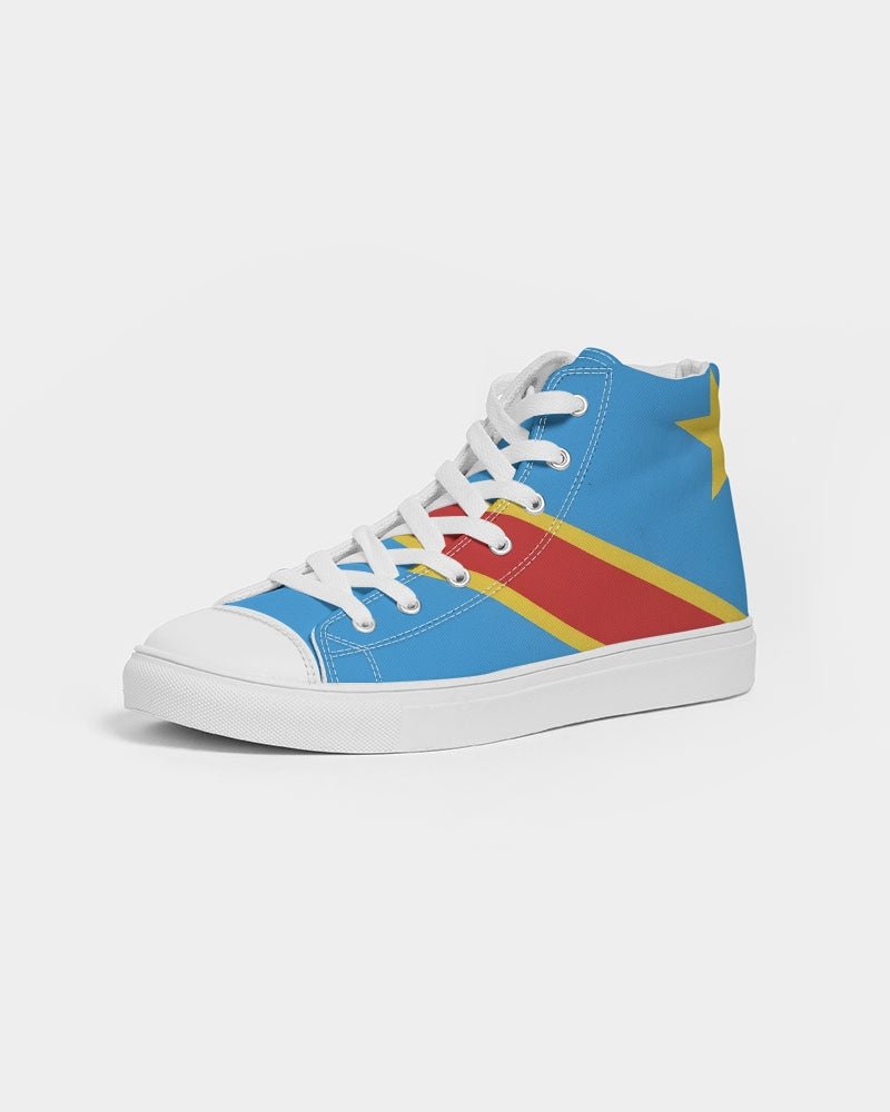 D R Congo Flag Women's Hightop Canvas Shoe - Conscious Apparel Store