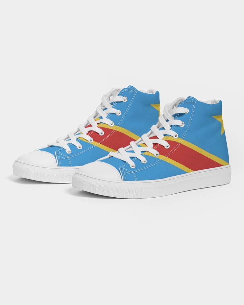 D R Congo Flag Women's Hightop Canvas Shoe - Conscious Apparel Store