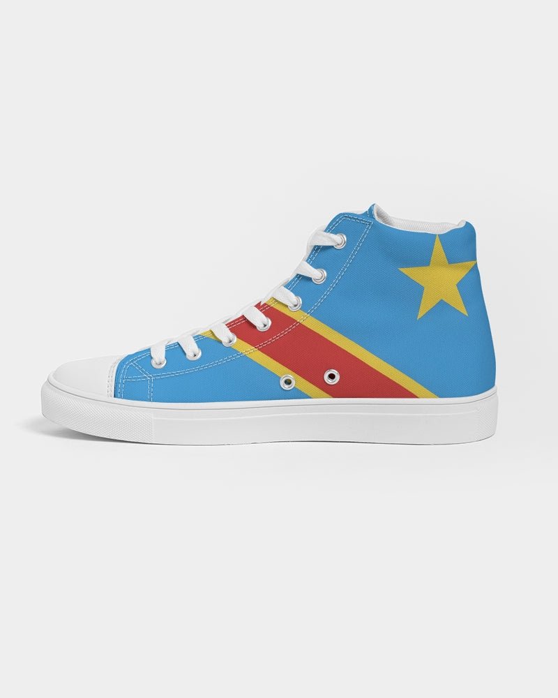 D R Congo Flag Women's Hightop Canvas Shoe - Conscious Apparel Store