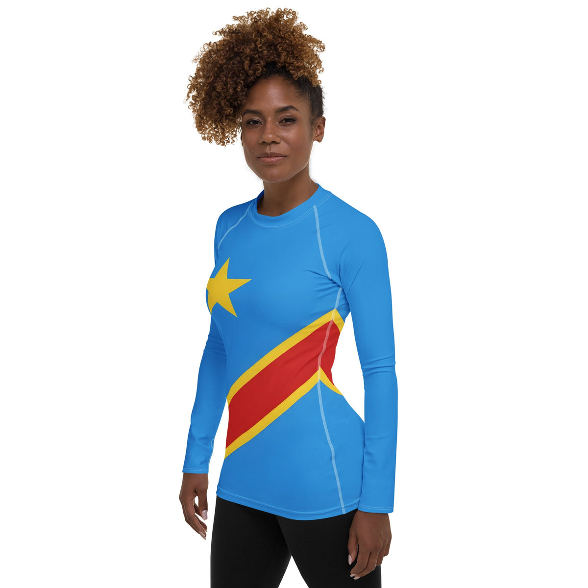 D R Congo Flag Women's Rash Guard - Conscious Apparel Store