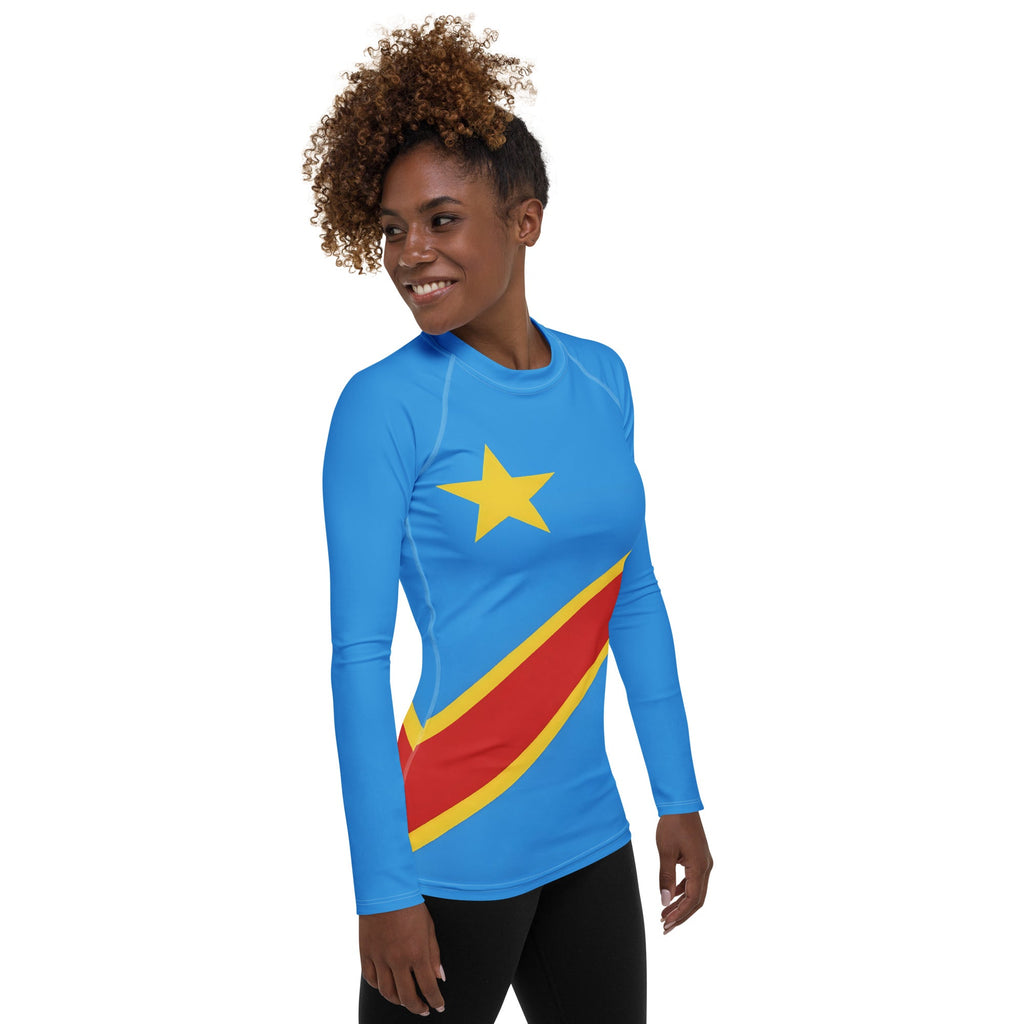 D R Congo Flag Women's Rash Guard - Conscious Apparel Store