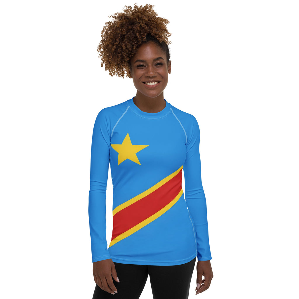D R Congo Flag Women's Rash Guard - Conscious Apparel Store