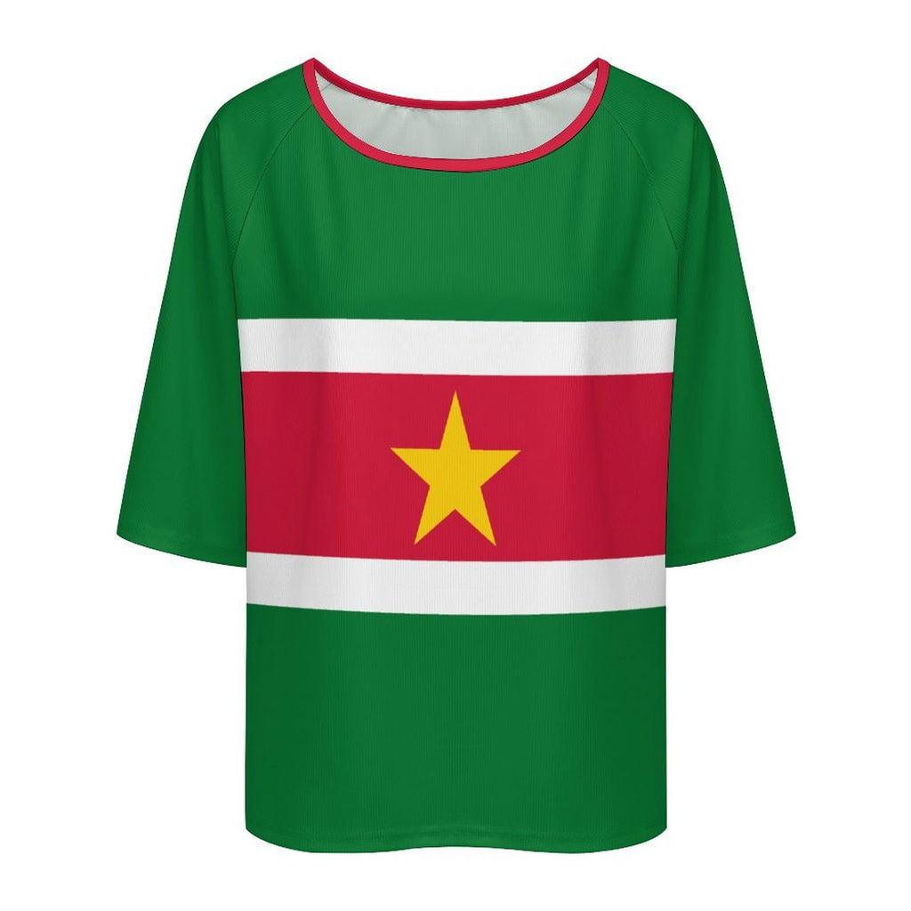 Suriname Flag Women’s Loose Half-Sleeve Boat Neck T-Shirt