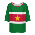 Suriname Flag Women’s Loose Half-Sleeve Boat Neck T-Shirt
