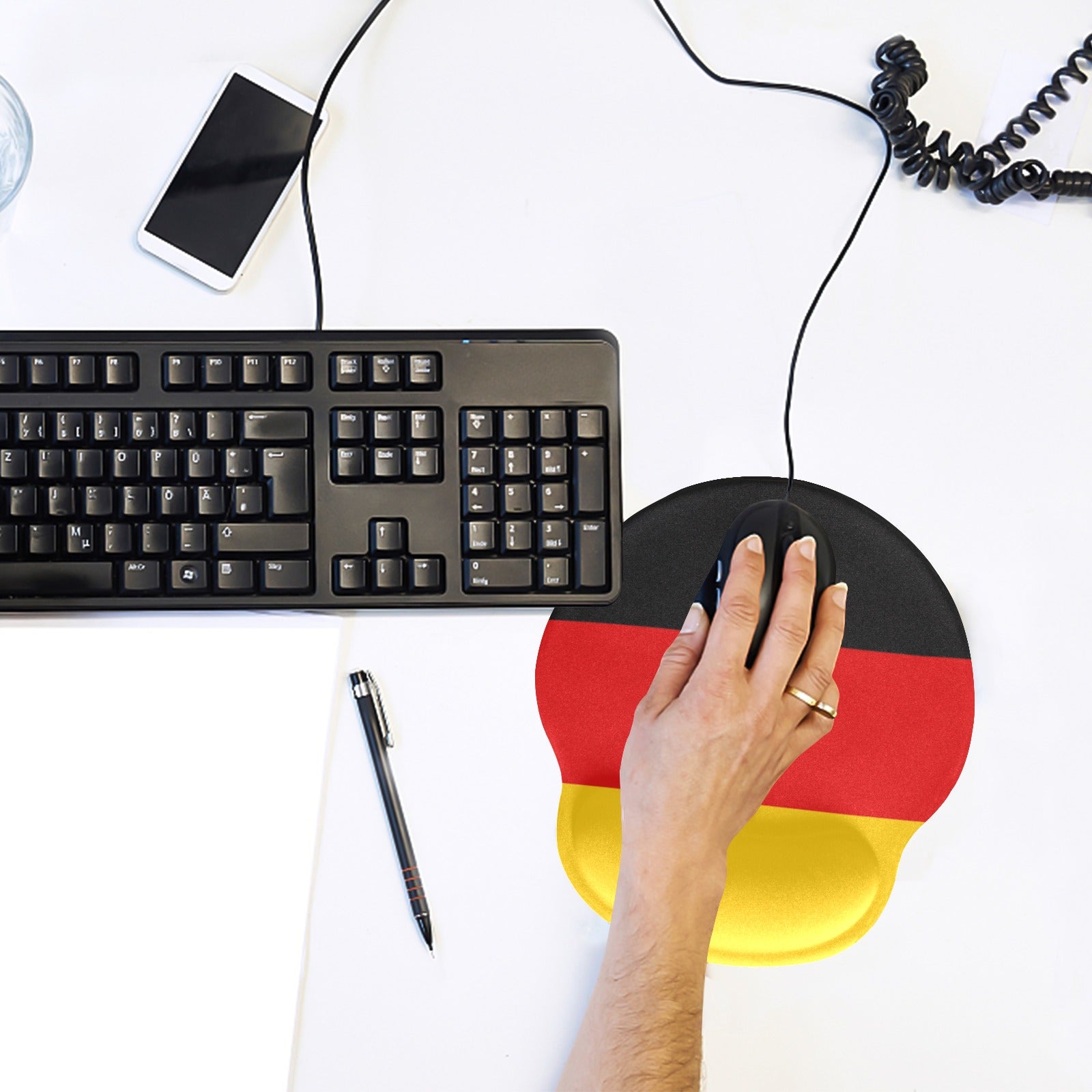 Germany Flag Mouse Pad with Wrist Rest Support
