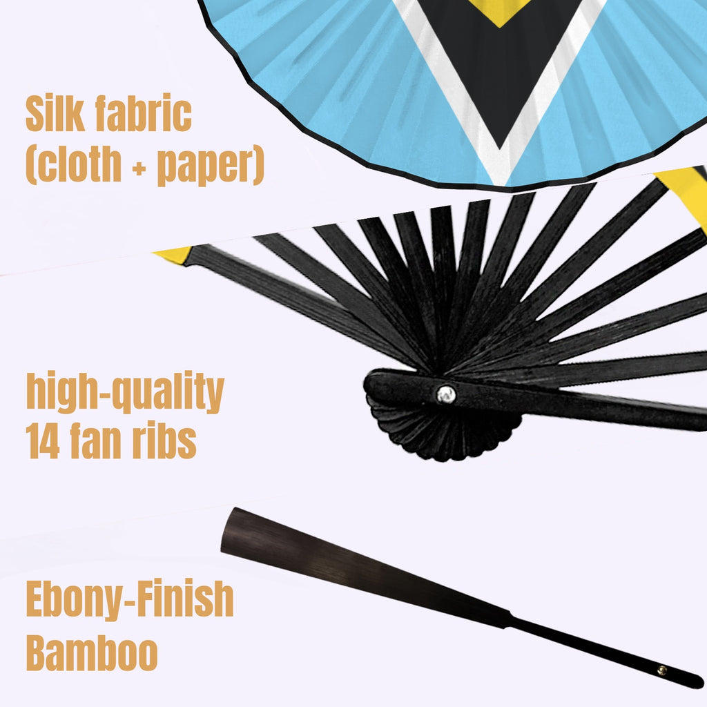 St Lucia Flag Double-Sided Custom Folding Fan