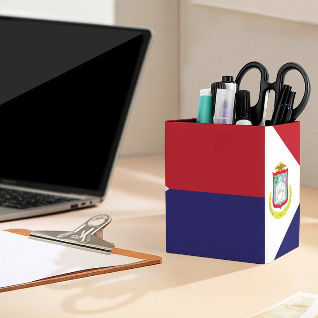 St Maarten Flag Square Pen Holder