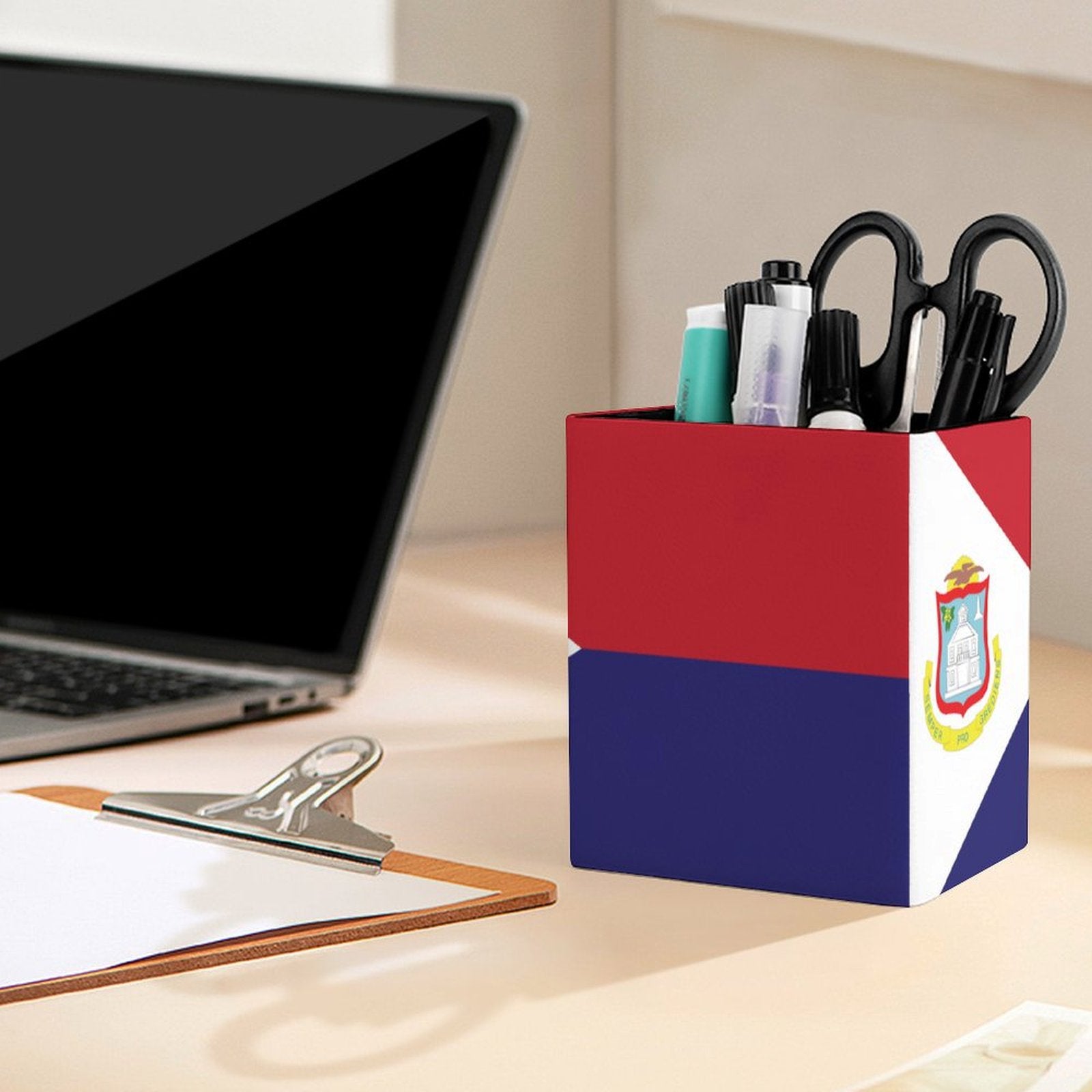 St Maarten Flag Square Pen Holder