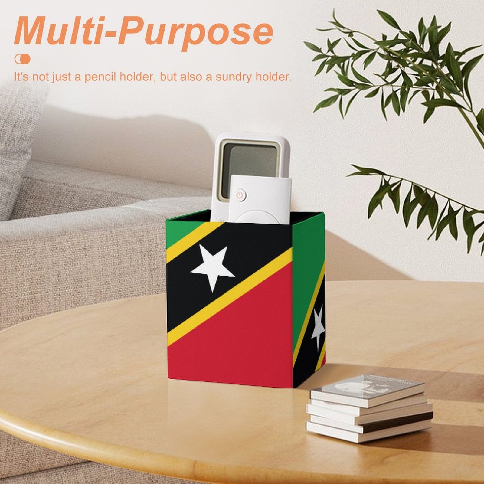 St Kitts Flag Square Pen Holder