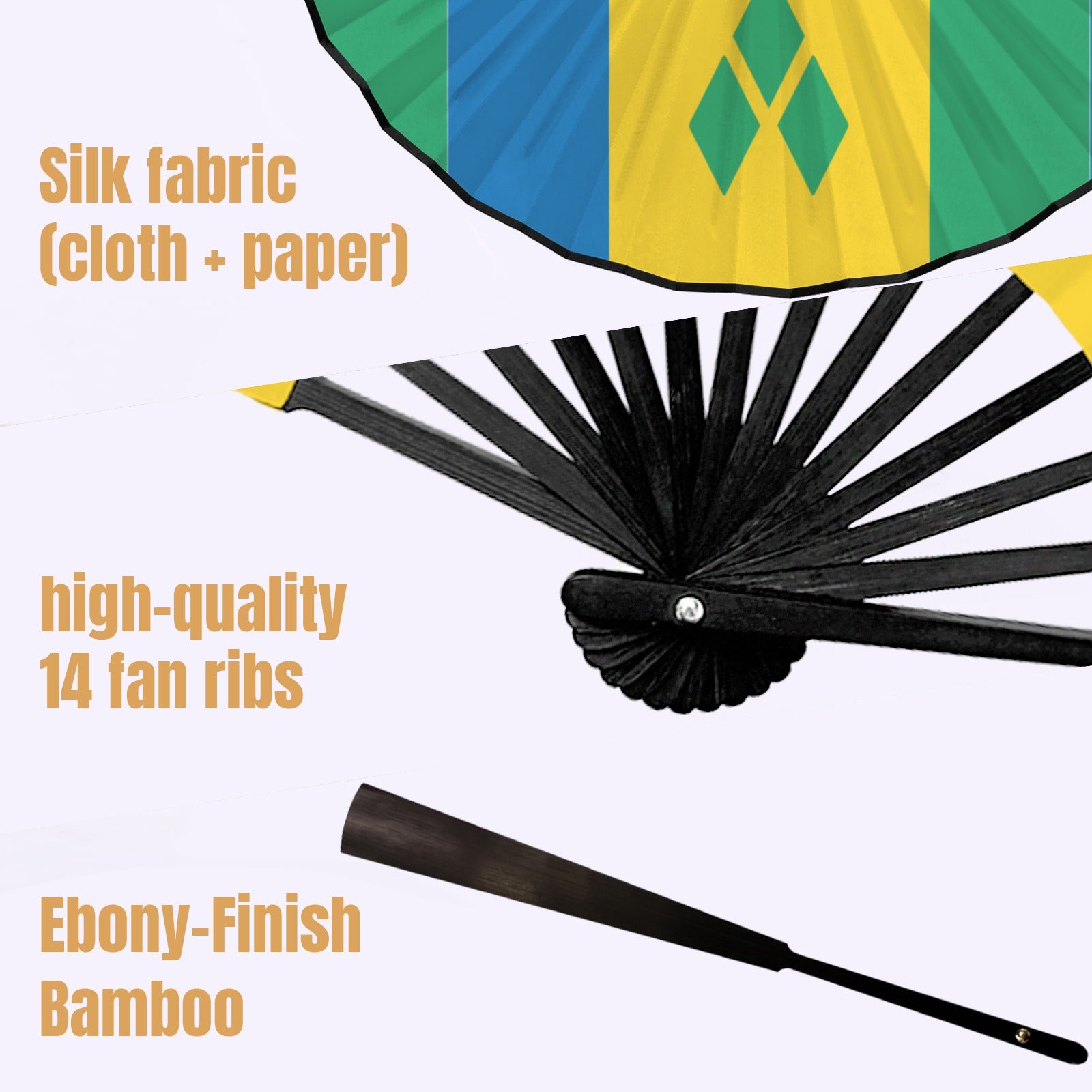 St Vincent Flag Double-Sided Custom Folding Fan