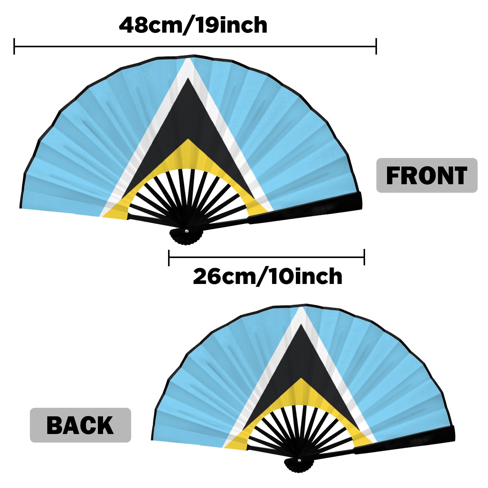 St Lucia Flag Double-Sided Custom Folding Fan