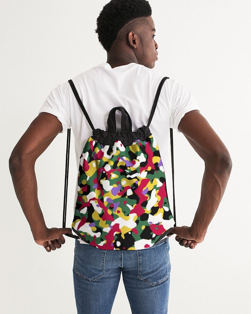 Dominica Flag Camo Canvas Drawstring Bag - Conscious Apparel Store