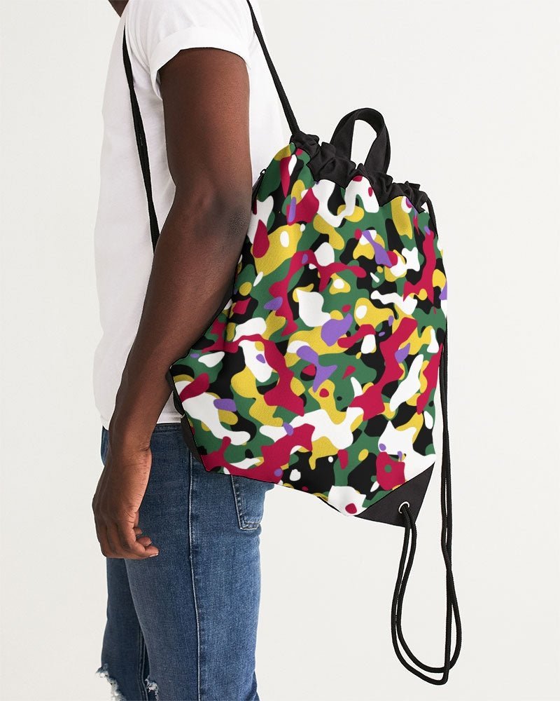 Dominica Flag Camo Canvas Drawstring Bag - Conscious Apparel Store