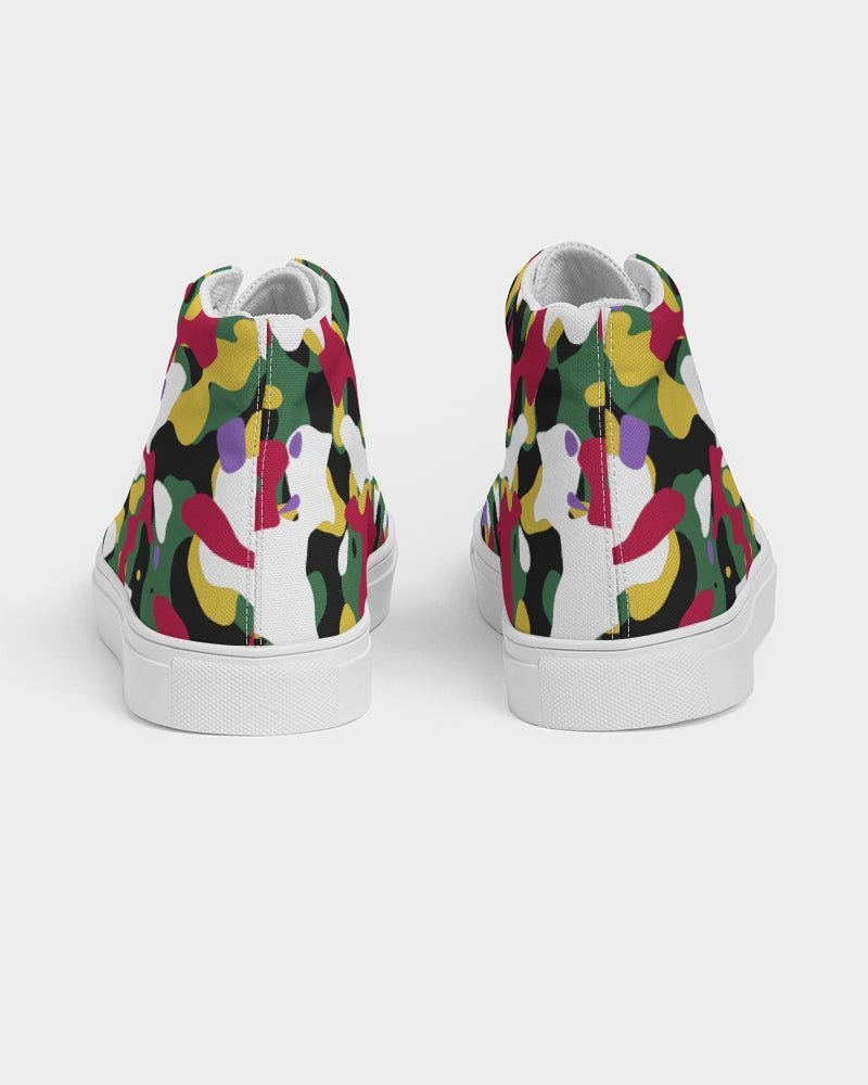 Dominica Flag Camo Men's Hightop Canvas Shoe - Conscious Apparel Store