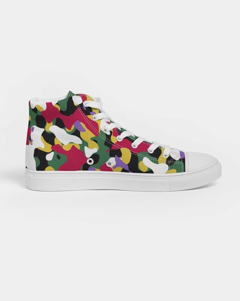 Dominica Flag Camo Men's Hightop Canvas Shoe - Conscious Apparel Store