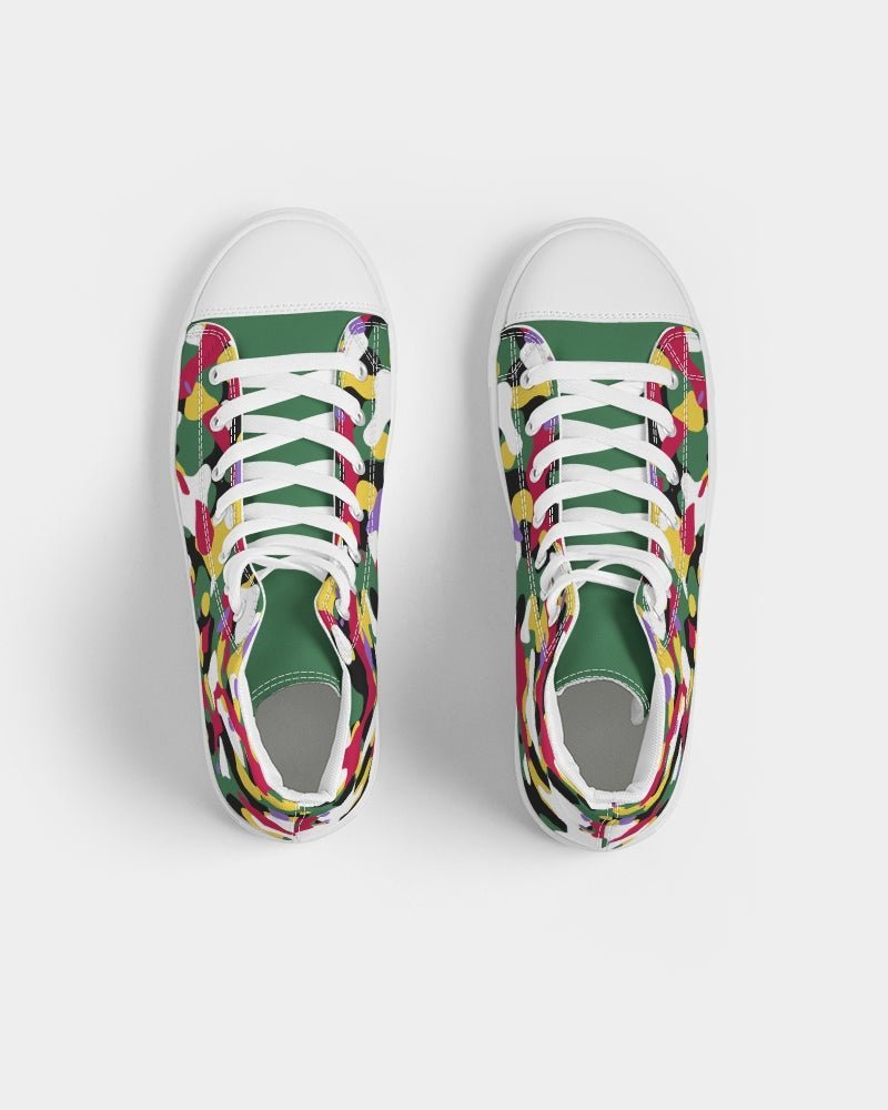 Dominica Flag Camo Men's Hightop Canvas Shoe - Conscious Apparel Store