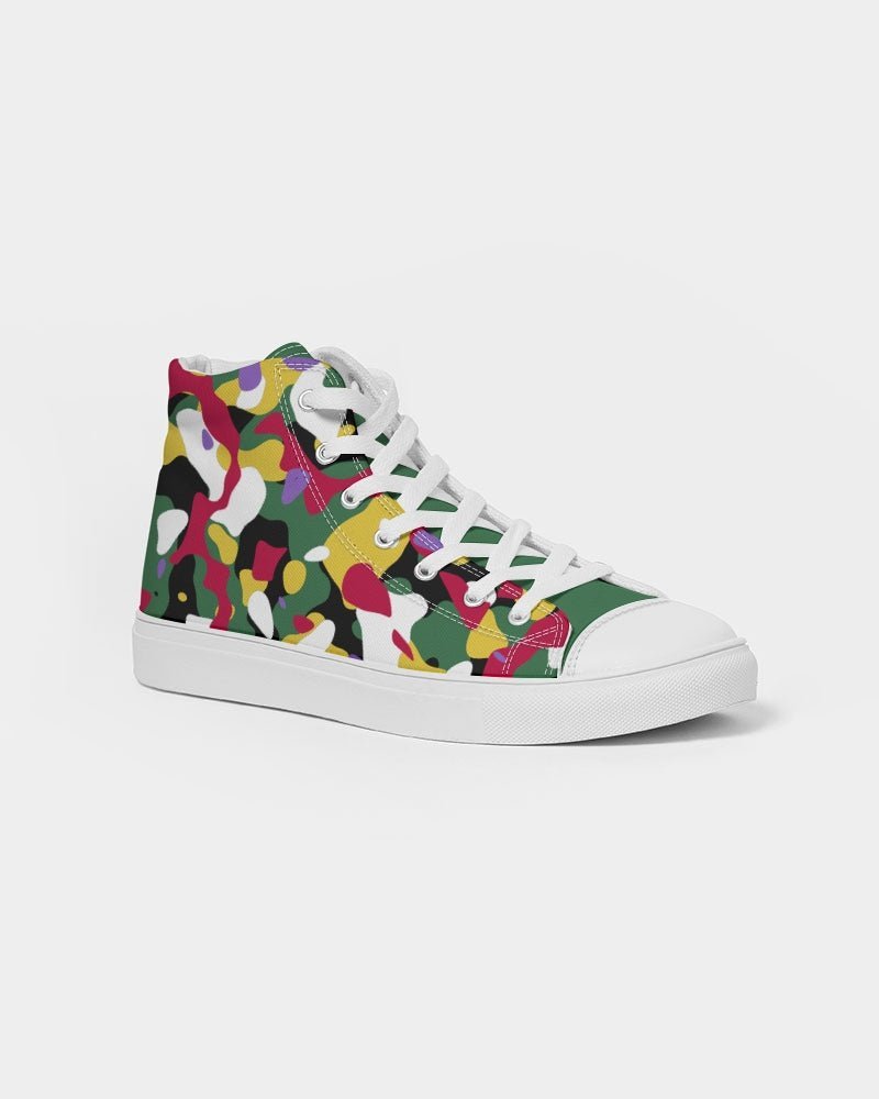 Dominica Flag Camo Men's Hightop Canvas Shoe - Conscious Apparel Store