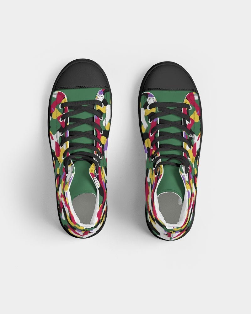 Dominica Flag Camo Men's Hightop Canvas Shoe - Black - Conscious Apparel Store