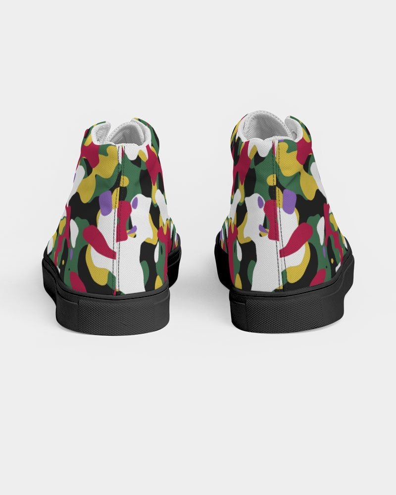 Dominica Flag Camo Men's Hightop Canvas Shoe - Black - Conscious Apparel Store