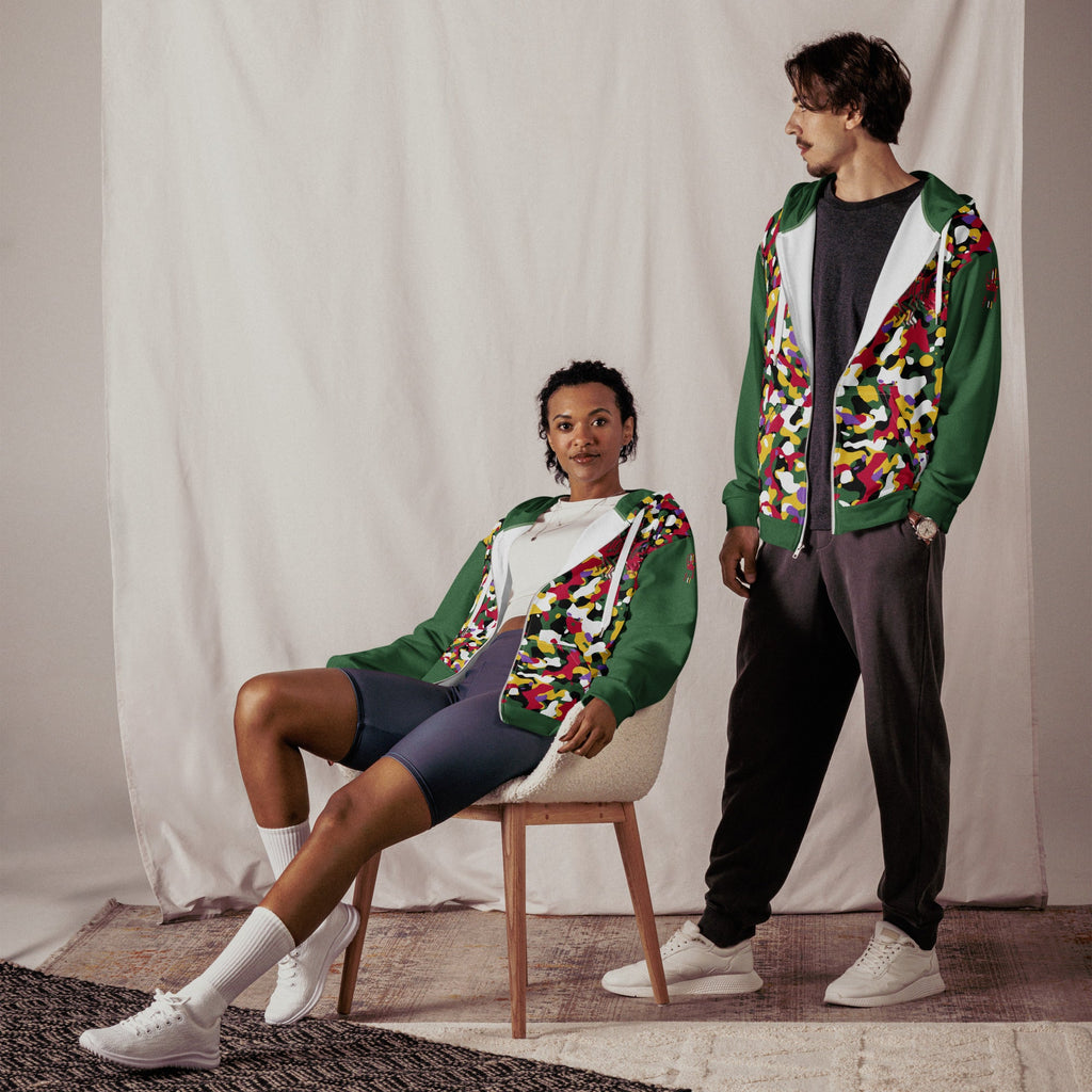 Dominica Flag Camo Unisex zip hoodie - Conscious Apparel Store