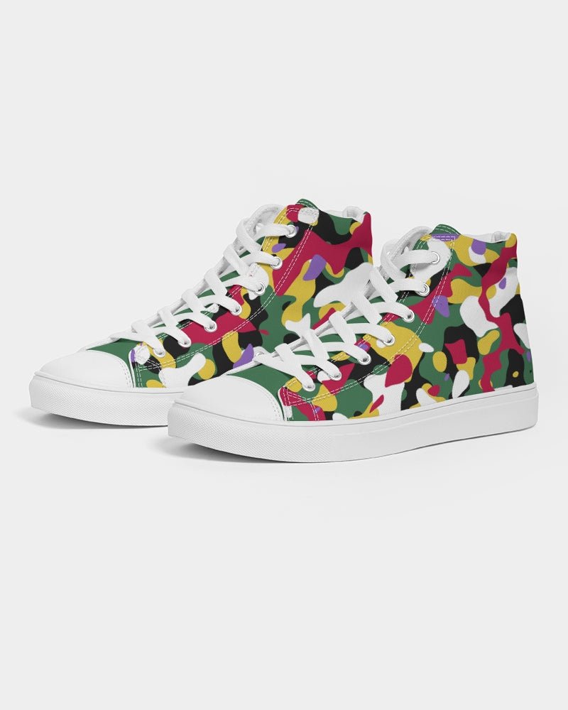 Dominica Flag Camo Women's Hightop Canvas Shoe - Conscious Apparel Store