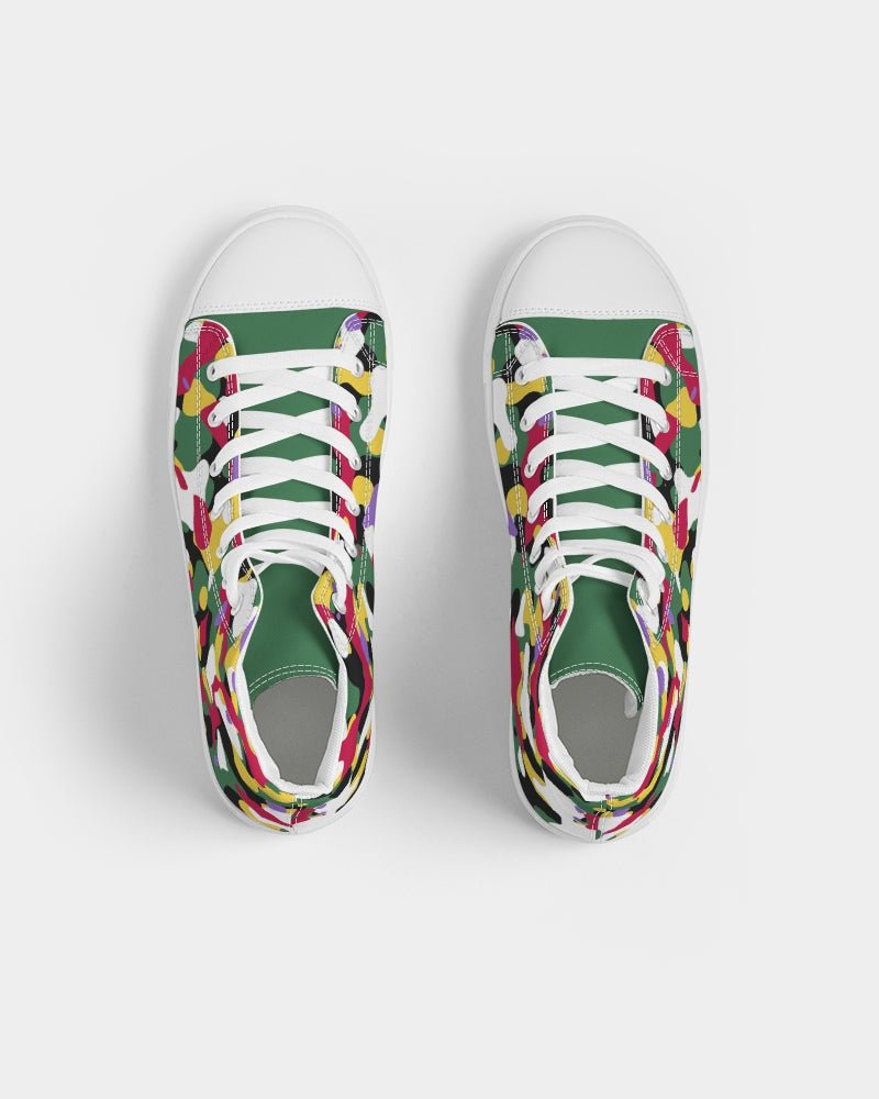 Dominica Flag Camo Women's Hightop Canvas Shoe - Conscious Apparel Store