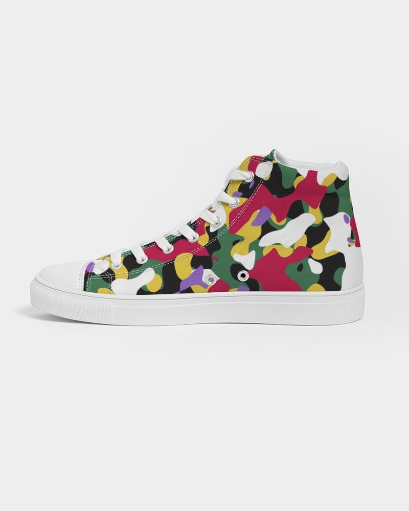 Dominica Flag Camo Women's Hightop Canvas Shoe - Conscious Apparel Store
