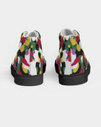 Dominica Flag Camo Women's Hightop Canvas Shoe  - Black - Conscious Apparel Store