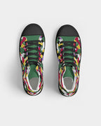 Dominica Flag Camo Women's Hightop Canvas Shoe  - Black - Conscious Apparel Store