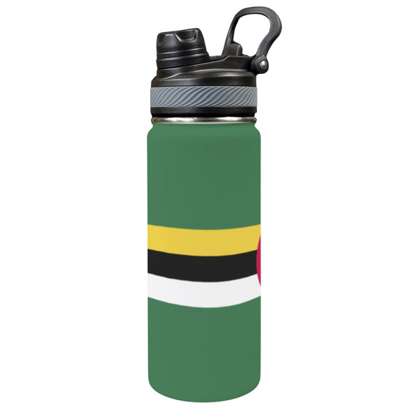 Dominica Flag Insulated Water Bottle with Dual - Use Lid (18oz) - Conscious Apparel Store