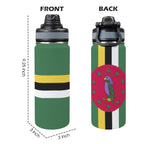 Dominica Flag Insulated Water Bottle with Dual - Use Lid (18oz) - Conscious Apparel Store