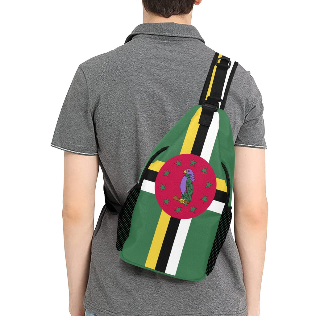Dominica Flag Men's Casual Chest Bag - Conscious Apparel Store