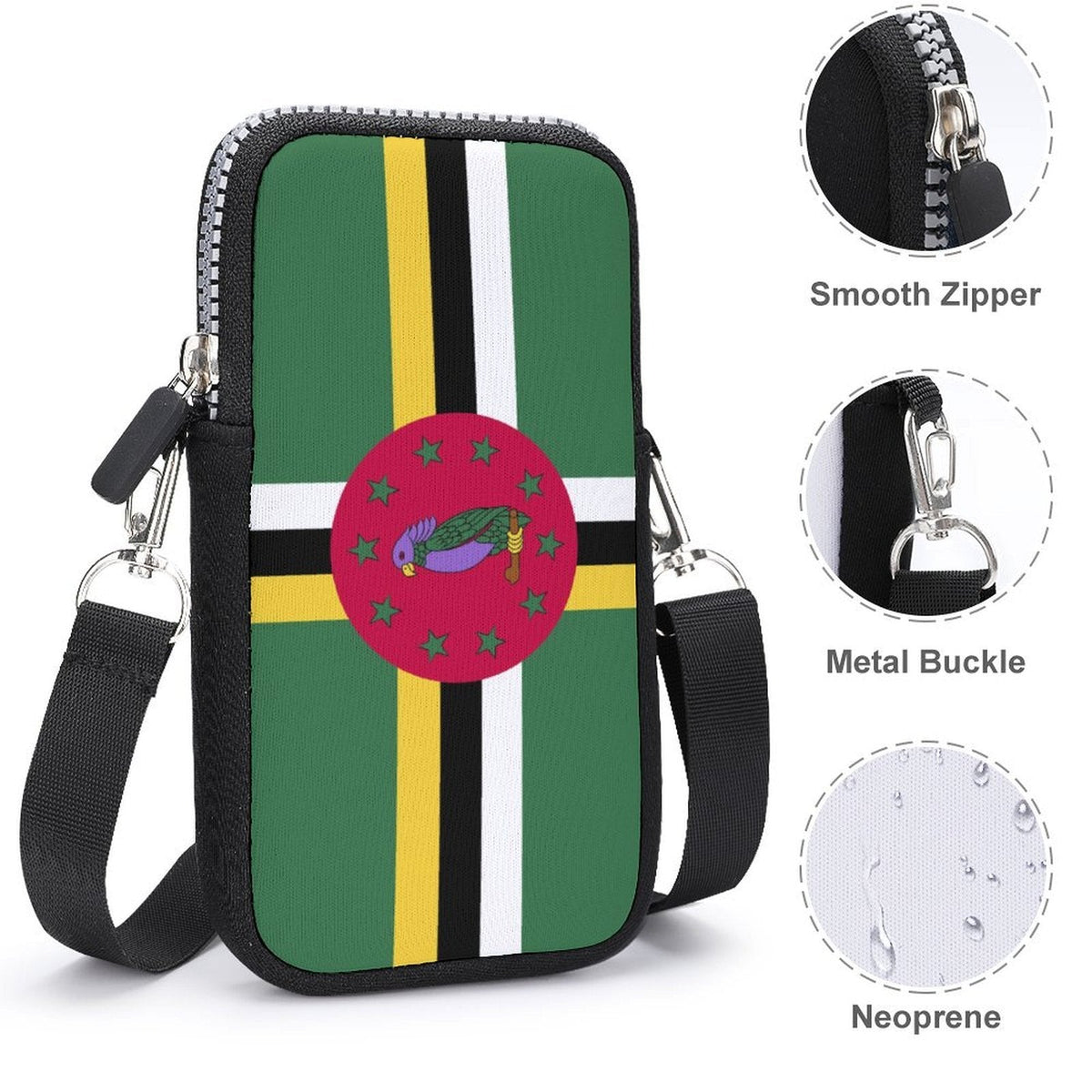 Dominica Flag Mobile Phone Purse - Conscious Apparel Store