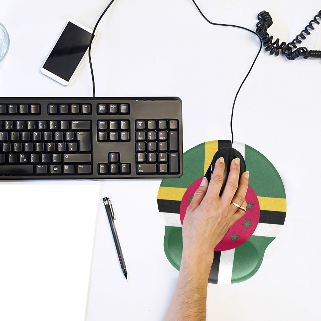 Dominica Flag Mouse Pad with Wrist Rest Support - Conscious Apparel Store