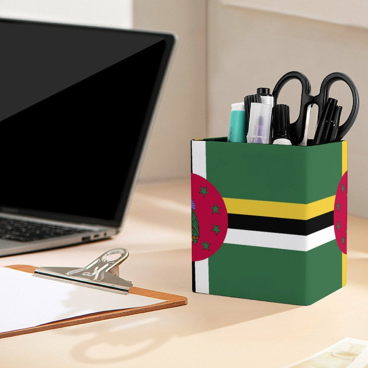 Dominica Flag Square Pen Holder - Conscious Apparel Store