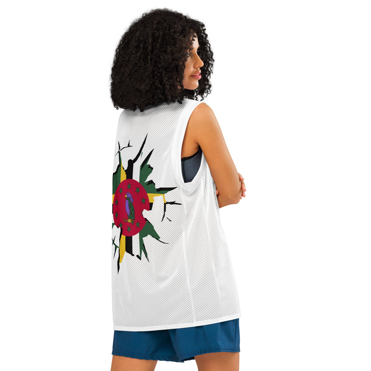 Dominica Flag (White) Premium Sport Jersey Tank Top - Conscious Apparel Store