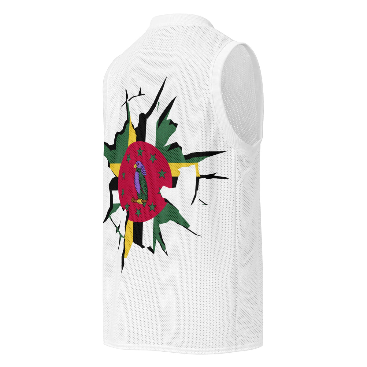 Dominica Flag (White) Premium Sport Jersey Tank Top - Conscious Apparel Store