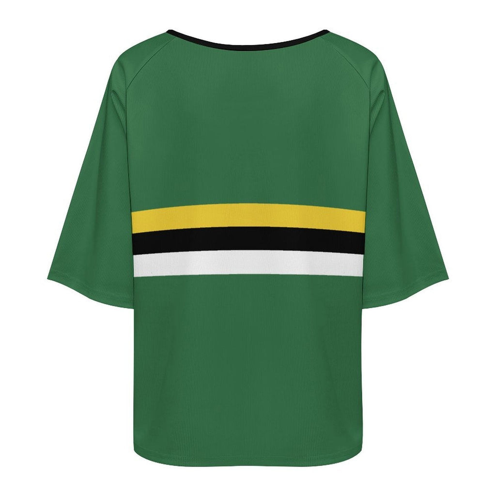 Dominica Flag Women’s Loose Half-Sleeve Boat Neck T-Shirt - Conscious Apparel Store