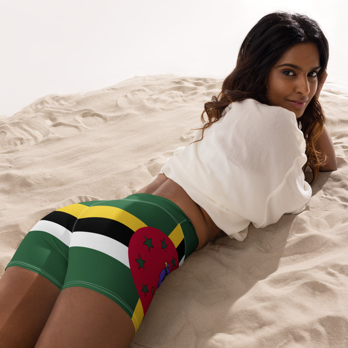 Dominica Flag Yoga Shorts - Conscious Apparel Store