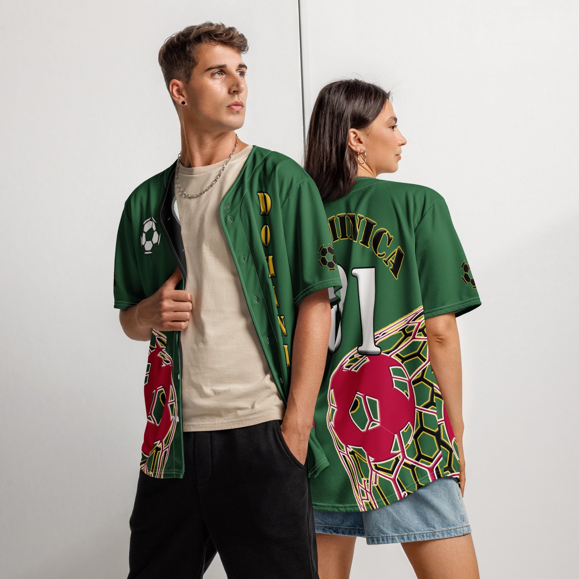 Dominica Football Themed Button-Down Sport Jersey - Conscious Apparel Store